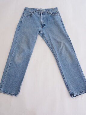 VTG Harley Davidson Light Wash Blue Faded Whiskered Distressed Denim Jeans 32x30